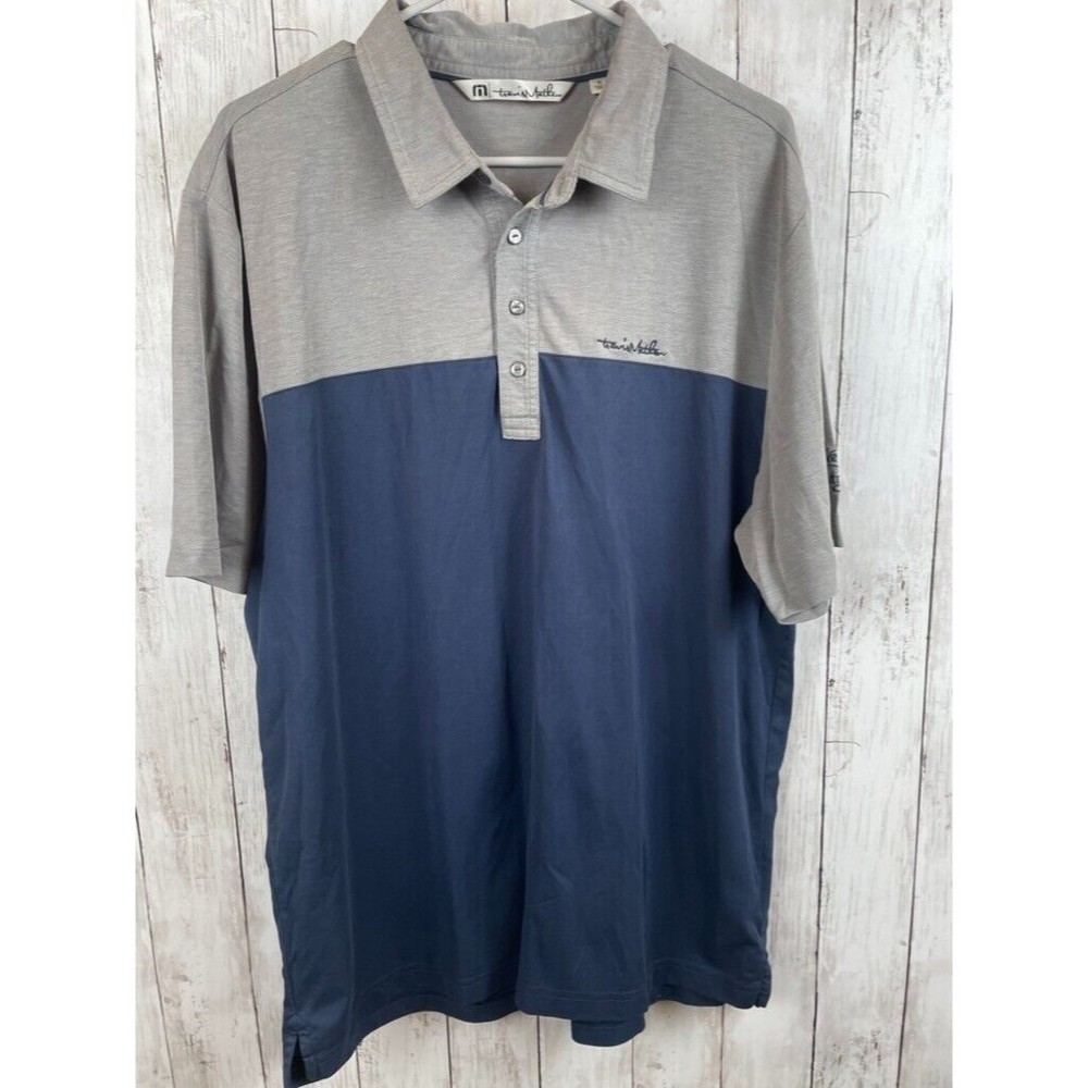 Travis Mathew Polo Shirt Mens Extra Large Blue Gray Pima Cotton Casual Golf